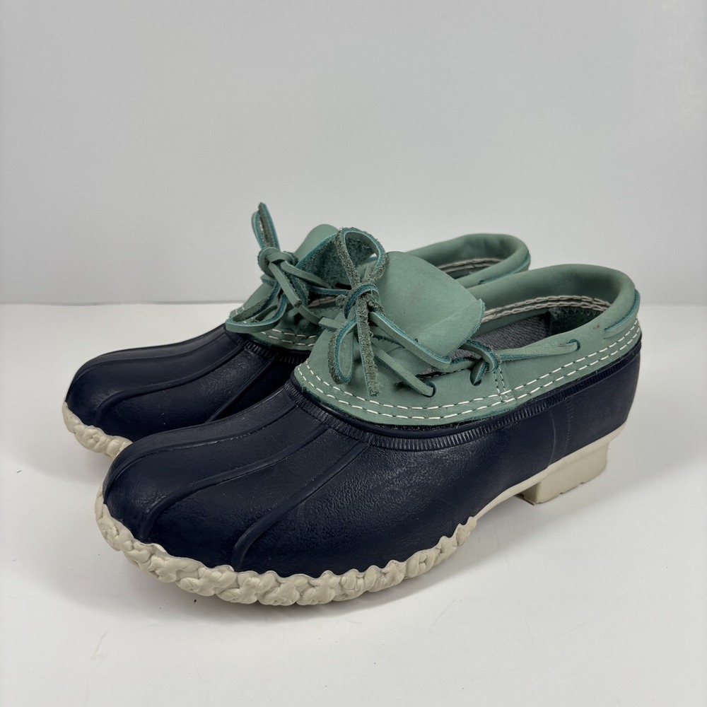 L.L. Bean Women's US 7M Smoky Blue/Navy Rubber Waterproof Moc Bean Boots 175067
